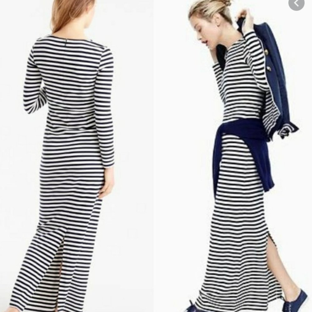 Nautical style jcrew white and navy stripes dress
